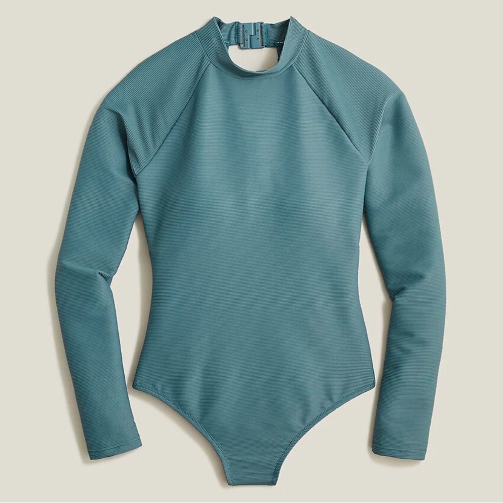 J. Crew Active Ribbed Long Sleeve One Piece Swimsuit